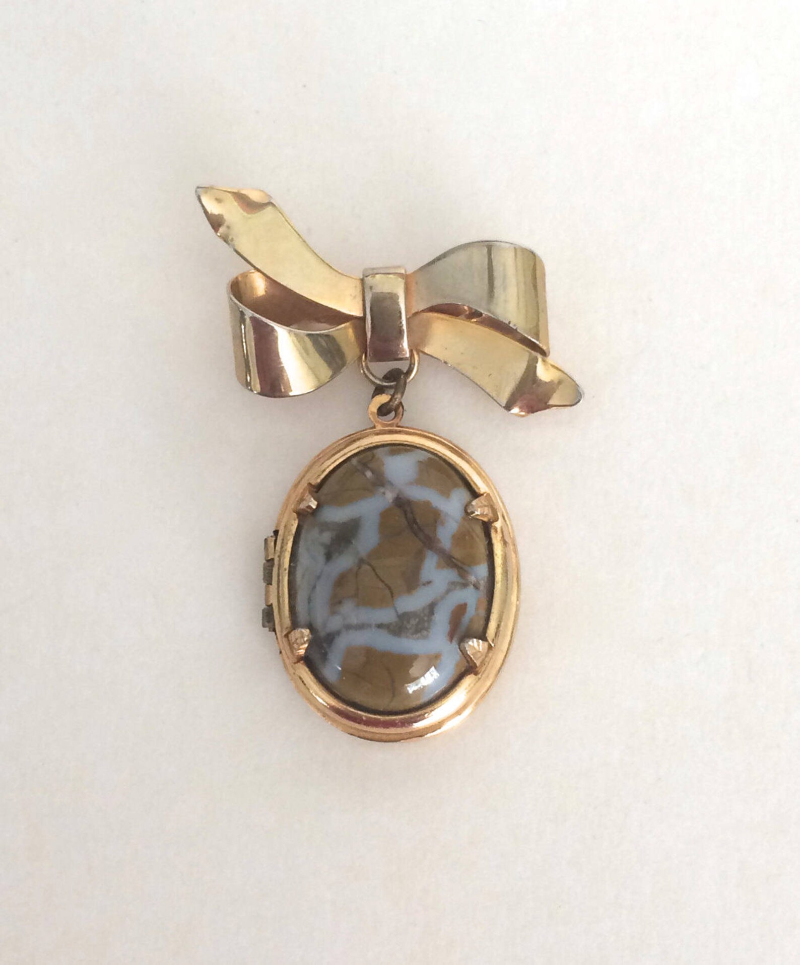 Vintage Locket Brooch Art Glass Locket Unique Vintage Gift Etsy