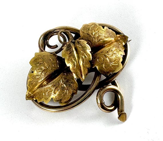 Vintage Antique Victorian Brooch Love Knot Leaves Pinchbeck