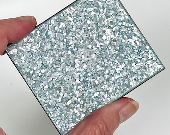 Vintage Compact Confetti Lucite in Baby Blue Unique Rare Vintage Vanity