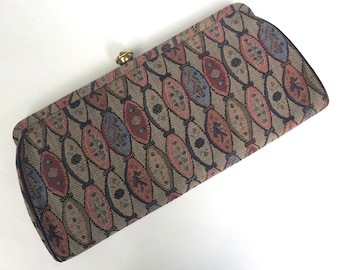Vintage Purse Clutch Mid Century Pattern Fabric La France Unique Vintage Gift