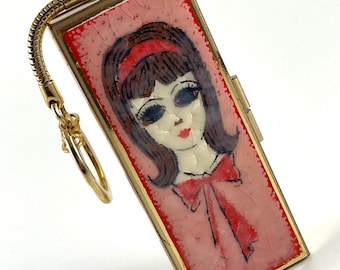 Vintage Compact Key Chain MOD Girl