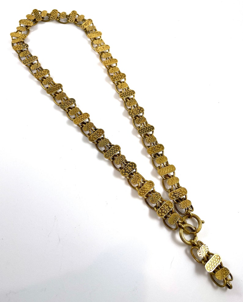 Antique Victorian Book Chain 14k Gold Necklace Rare Etsy