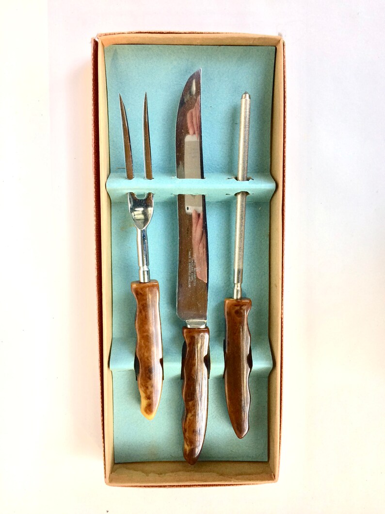 Vintage Carving Set Bakelite Handles Knives Westall Richardson Etsy