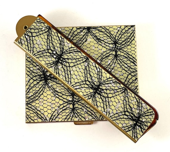 Vintage Compact and Comb Confetti Lucite