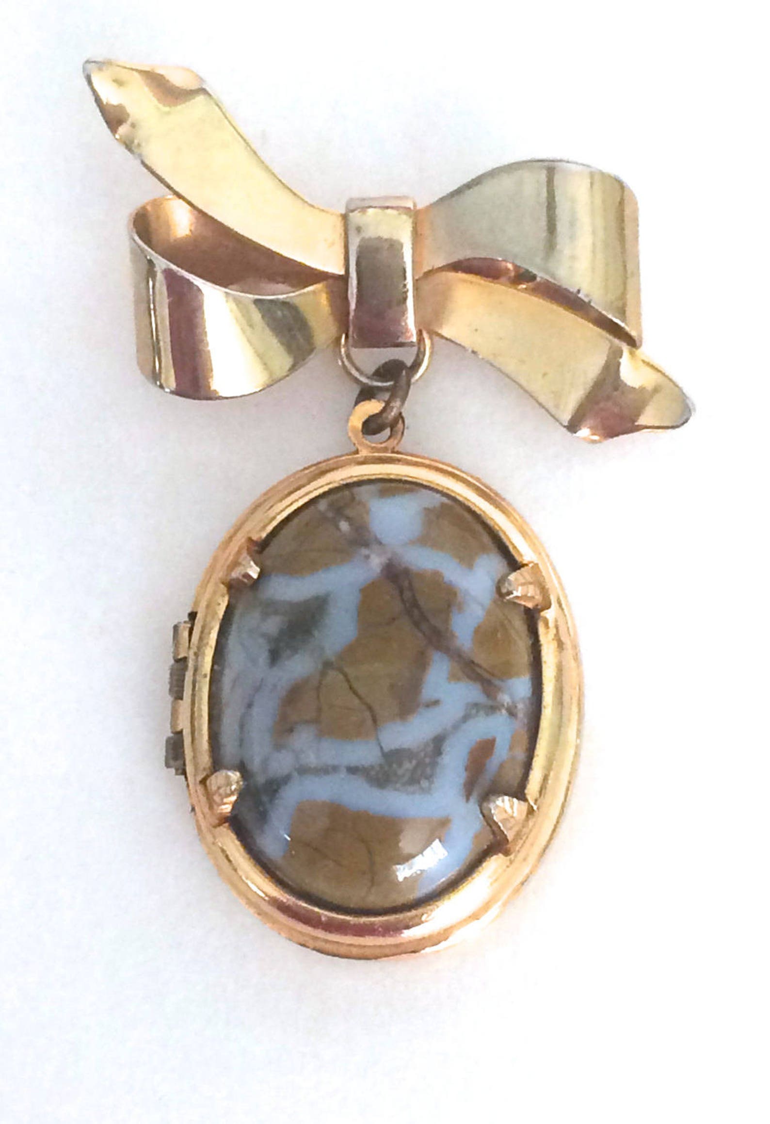 Vintage Locket Brooch Art Glass Locket Unique Vintage Gift Etsy