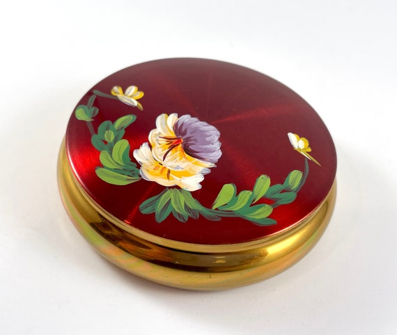 Vintage Compact Red Hand Painted in Original Box … - image 1