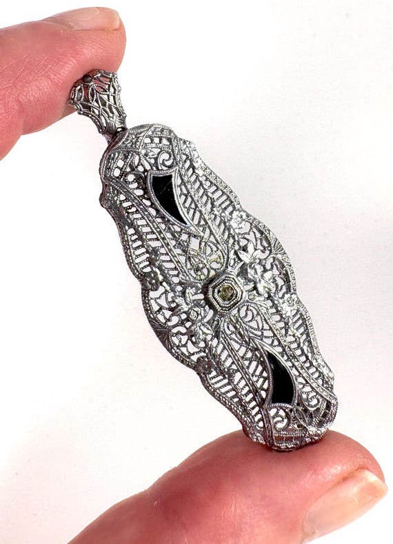 Vintage Brooch Convertible Pendant Sterling Art Deco