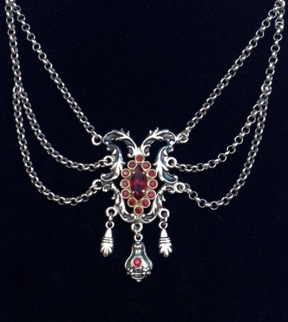 Vintage Necklace Festoon Renaissance Revival Neck… - image 1