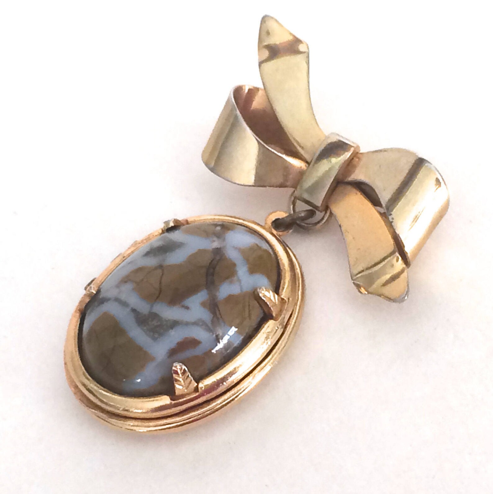 Vintage Locket Brooch Art Glass Locket Unique Vintage Gift Etsy