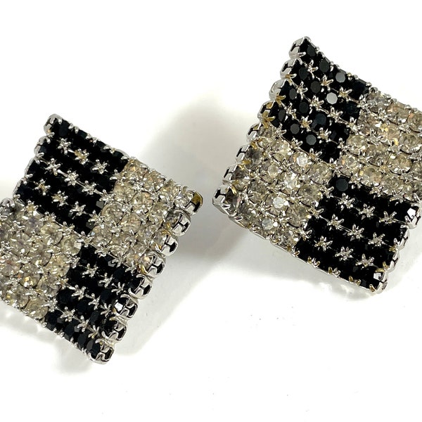 Vintage Earrings Rhinestone Clip Ons