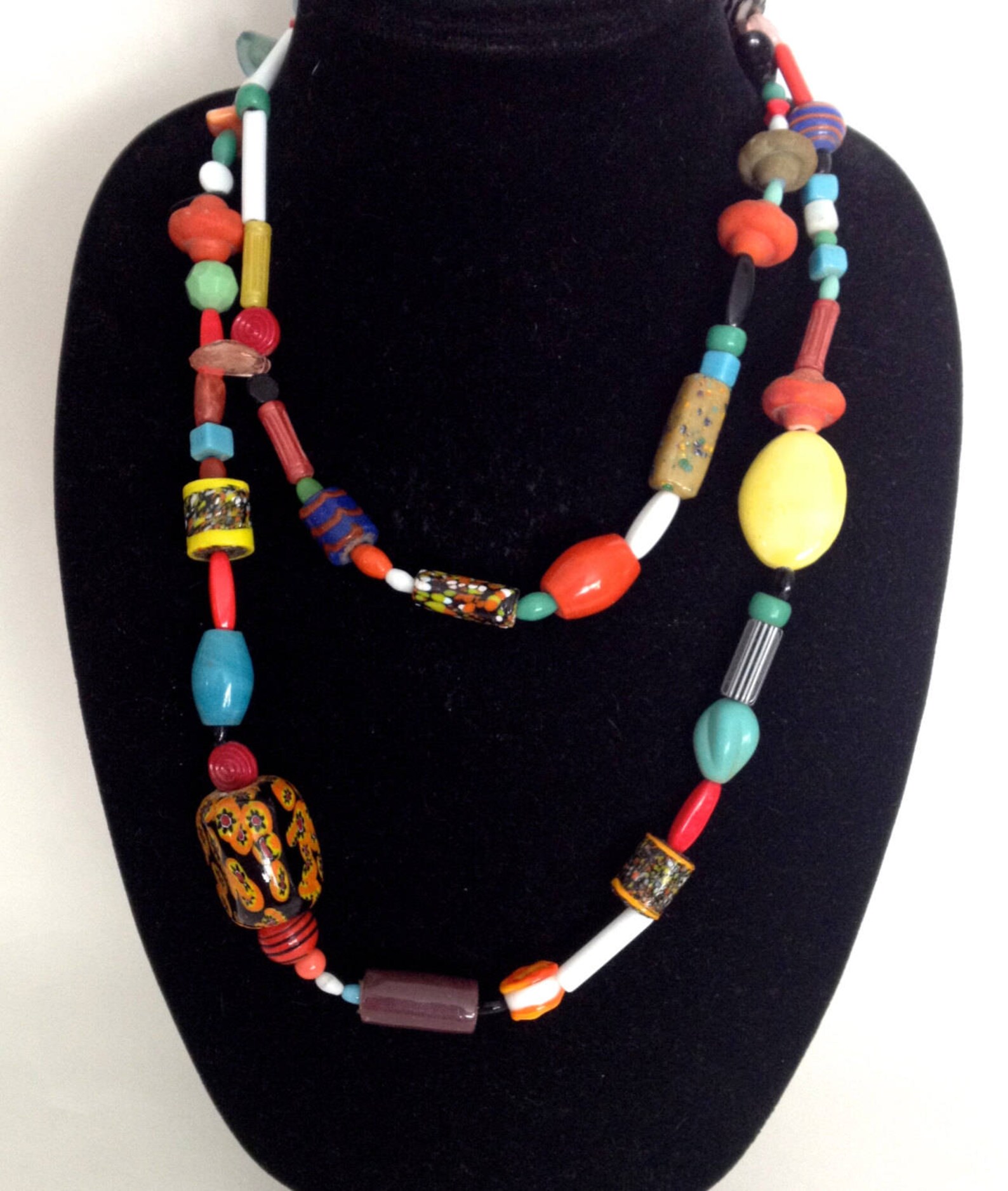 Vintage Necklace Glass Bead Mixed Antique Glass Trade Beads Etsy