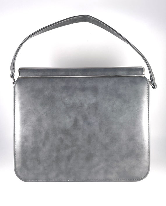 Vintage Purse MOD Handbag Grey Olive Green Unique… - image 6