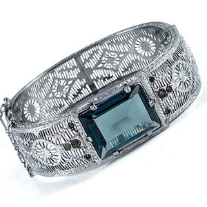 Vintage Bracelet Art Deco Rhodium Plated Filigree 1920s