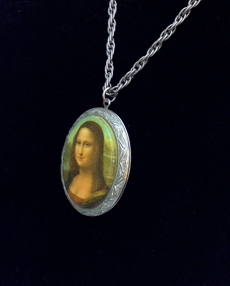 Mona Lisa Locket Vintage Italian Pendant Souvenir Unique Vintage Gift Mothers Day Gift