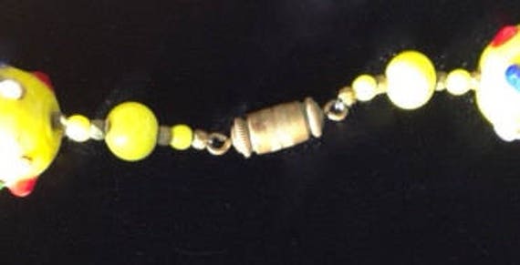 Glass Necklace Confetti Beads Yellow Unique Vinta… - image 5