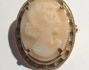 Cameo Brooch Victorian Revival Carved Shell Unique Vintage Gift