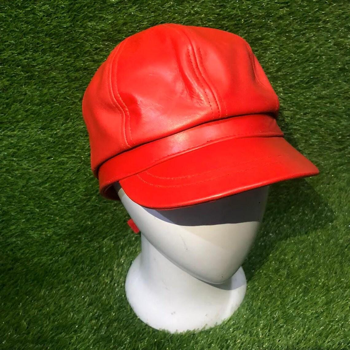 Red Leather Newsboy Hat - Etsy display picture 1