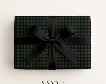 Lumberjack Christmas Gift Wrap: Green Buffalo Plaid Wrapping Paper, Lodge Holiday Decor, Gifts For Him