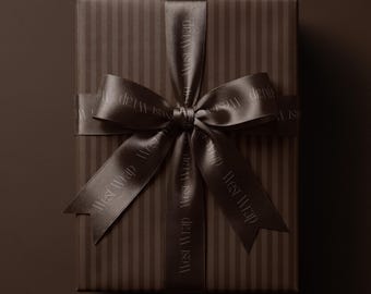 Matte Brown Wrapping Paper: Old Money Aesthetic, Striped Gift Wrap 017