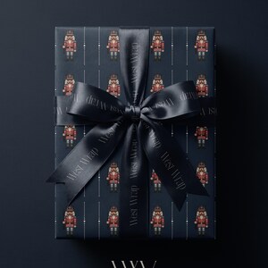 Marineblauwe notenkraker-cadeaupapier: kerstcadeaupapier, stijlvolle uitstraling, luxe feestelijke seizoensverpakking