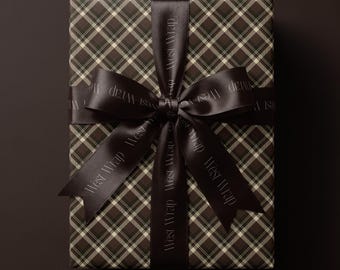 Papel de regalo escocés: Papel de regalo navideño marrón 004