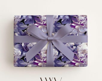 HFloral Wrapping Paper: Pastel Purple Botanical Gift Wrap Roll, Spring Gift Wrap, Mothers Day Gifts For Her, Drawer Liner Paper