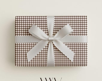 Gingham Wrapping Paper: Brown Gift Wrap 003