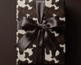 Cowhide Wrapping Paper: Western Cow Animal Print Gift Wrap, Cowboy Cowgirl Birthday Gift, Baby First Rodeo, Bridal Shower Gift Wrap