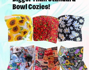 XL Bowl Cozy, Microwave Safe, Reversible Cotton Bowl Holder