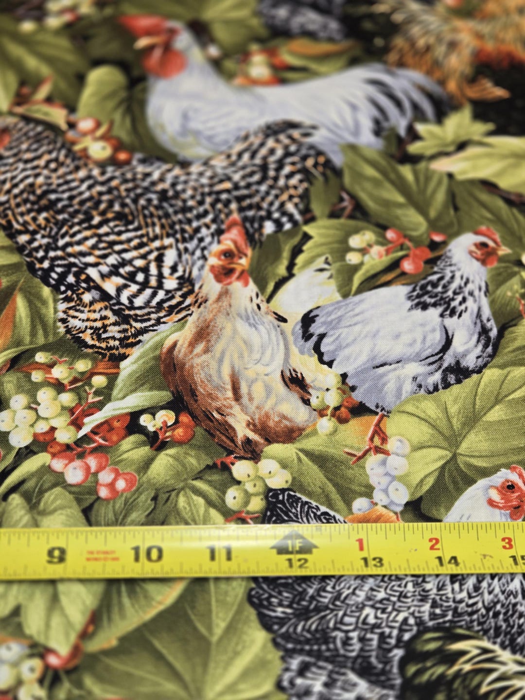 Farmhouse Chicken Fabric: Cotton Hens, Roosters, Floral Print for ...