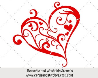 fancy heart stencil etsy fancy heart stencils