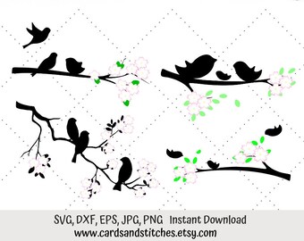 Birds On Branch Svg Etsy