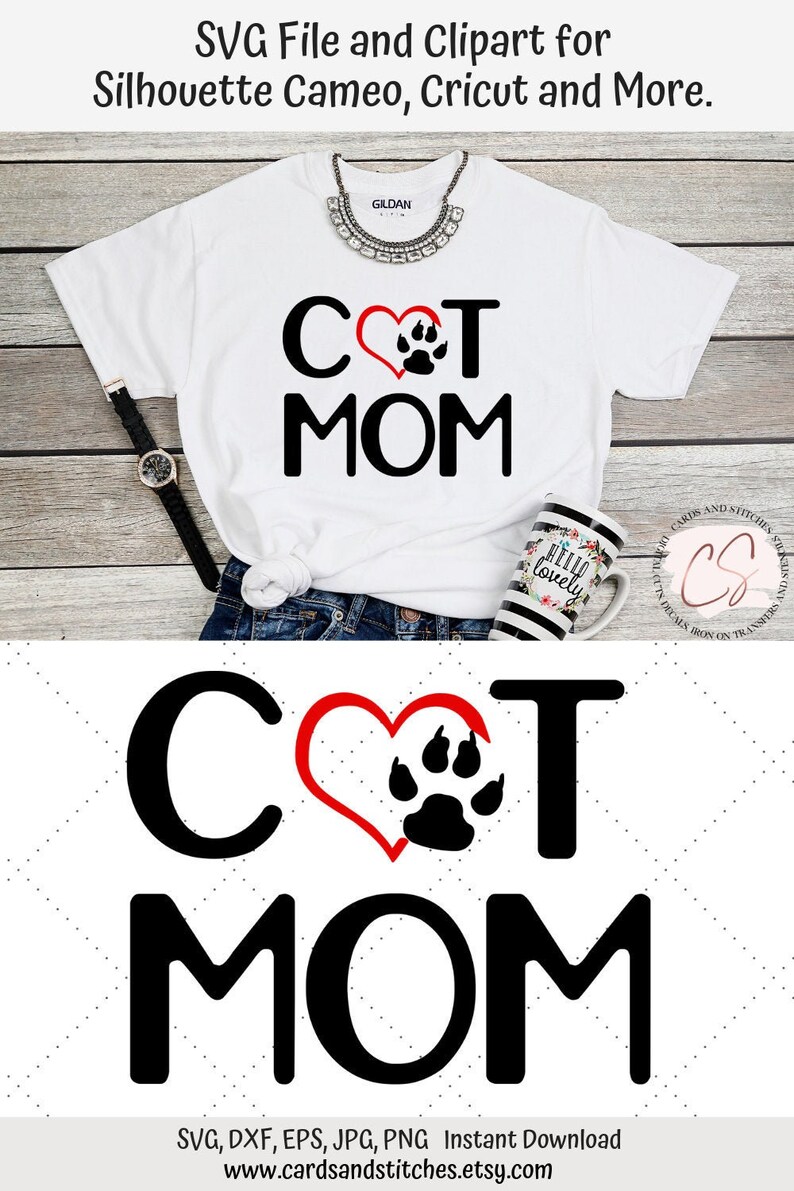 Download Cat Mom Svg Cut File For Silhouette And Cricut Cat Lover Etsy PSD Mockup Templates