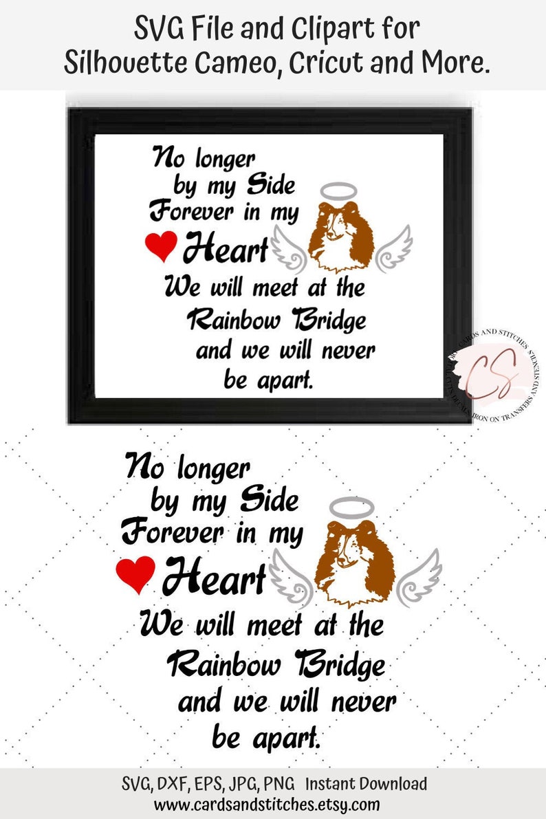 Download Sheltie Rainbow Bridge SVG and Clipart Cutting File Cricut ...