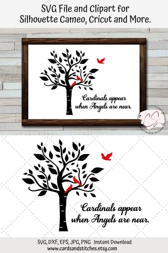 Angel Tree Svg Cardinals Appear Svg Grief Tree Printable Etsy