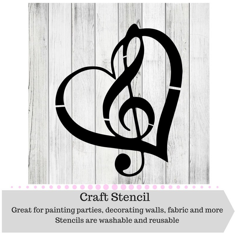 Music Stencil Love Music Stencil Heart Music Stencil | Etsy