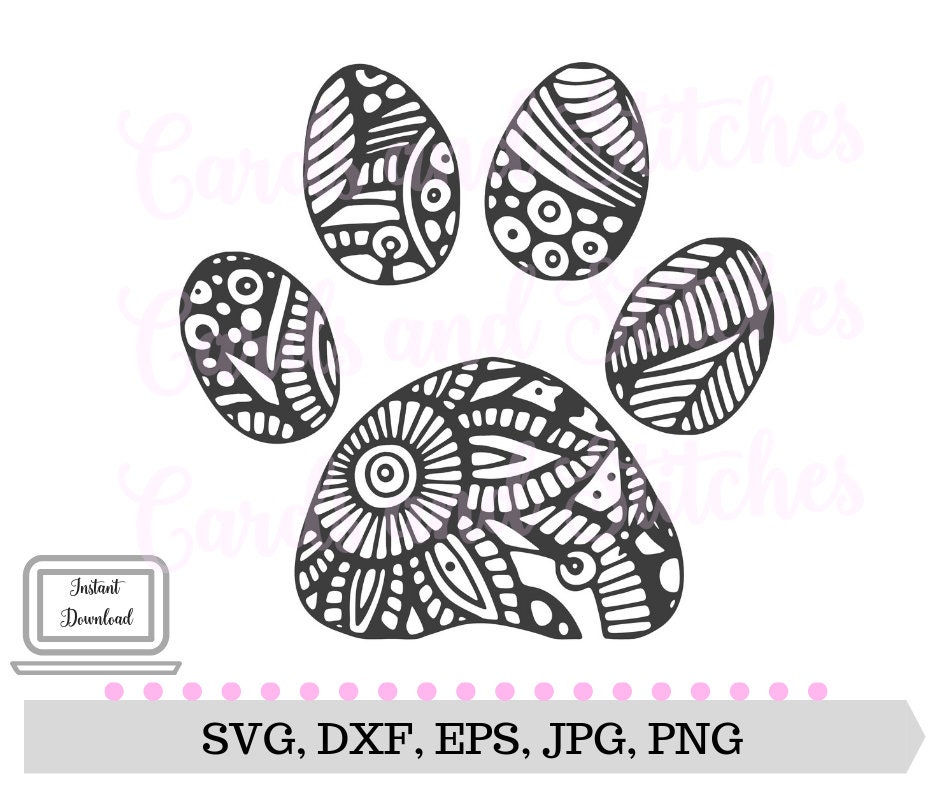 Download Dog Paw Mandala SVG Paw Mandala Printable Mandala | Etsy