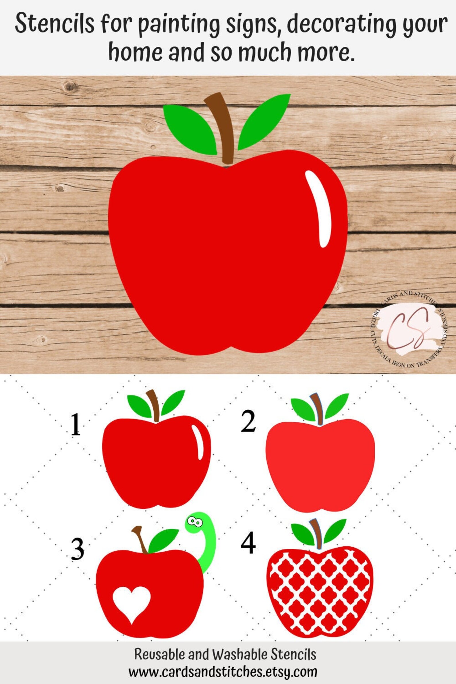 Apple Stencils Great For Kitchen Signs Wood Walls And Etsy