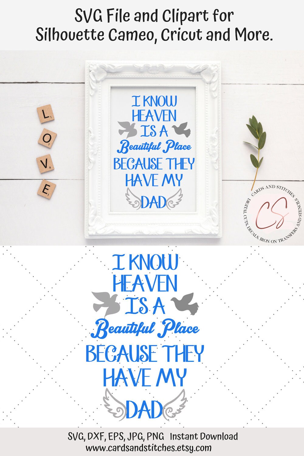 Download Dad in Heaven SVG Angel Wings SVG Cut File for Cricut and | Etsy