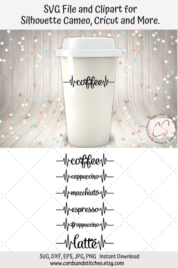 Download Coffee Heartbeat Svg And Clipart Great For Silhouette And Etsy PSD Mockup Templates