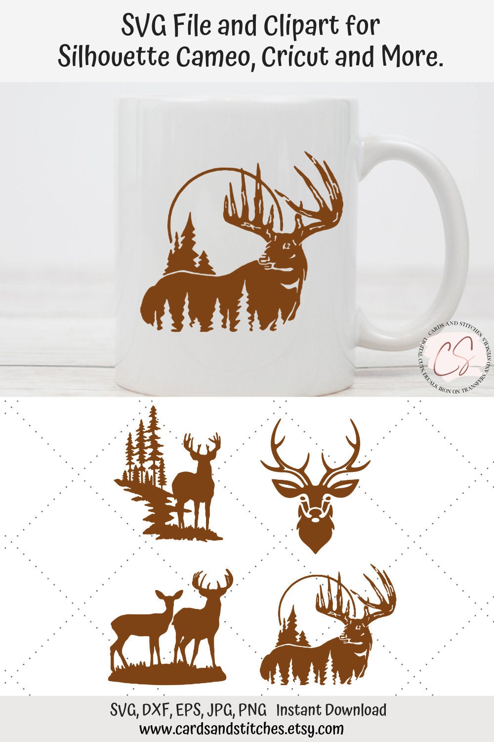 Deer Silhouettes Svg Deer Svg Digital Cutting File Etsy