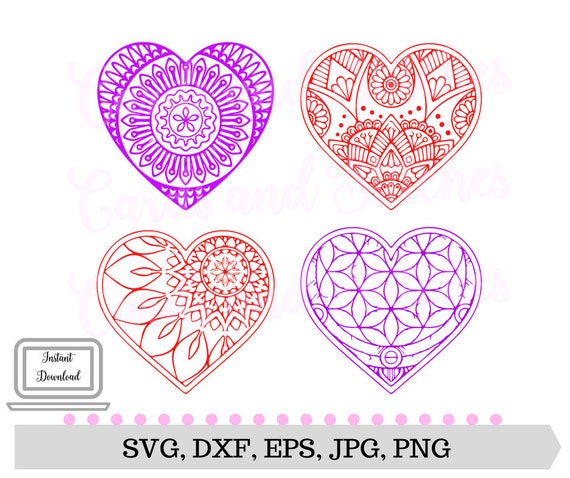 Download Hearts SVG Mandala Hearts SVG Valentine Hearts SVG | Etsy