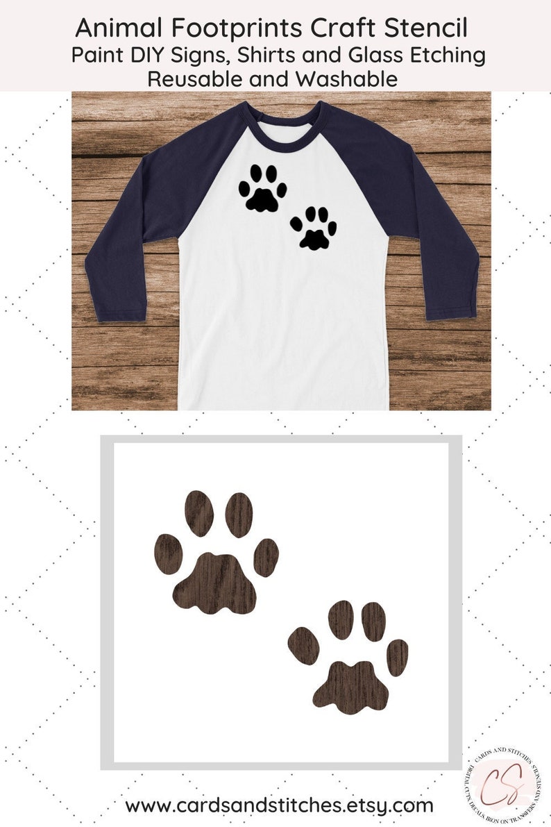 Animal Footprints Stencil Great for Painting DIY Wood Signs Etsy