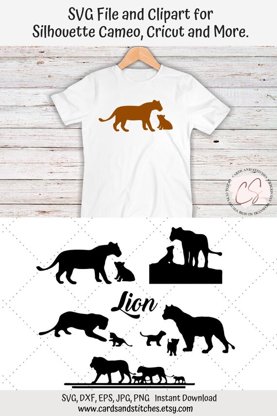 Lion Svg Lion And Cubs Svg Digital Cutting File Graphic Etsy