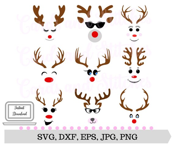 Download Reindeer Faces SVG Christmas SVG Reindeer Clipart Svg | Etsy