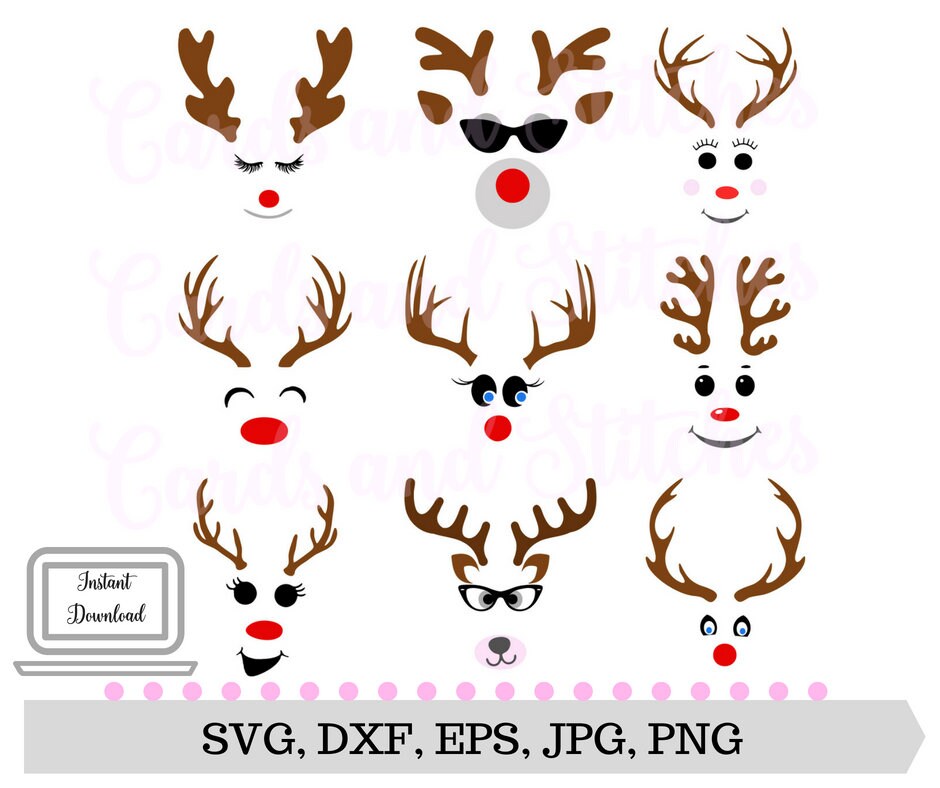 Download Reindeer Faces SVG Christmas SVG Reindeer Clipart Svg | Etsy