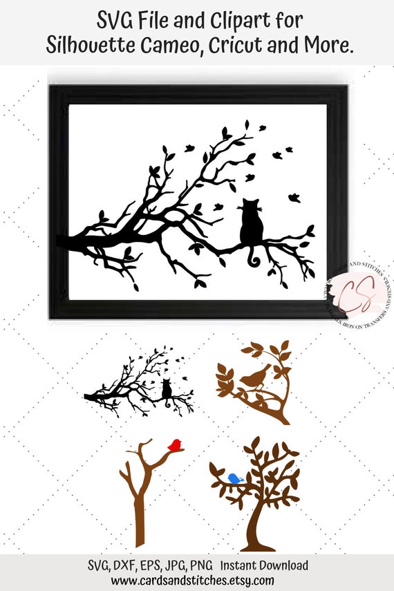 Download Bird in a Tree SVG Birds SVG Trees Clipart Svg Dxf | Etsy