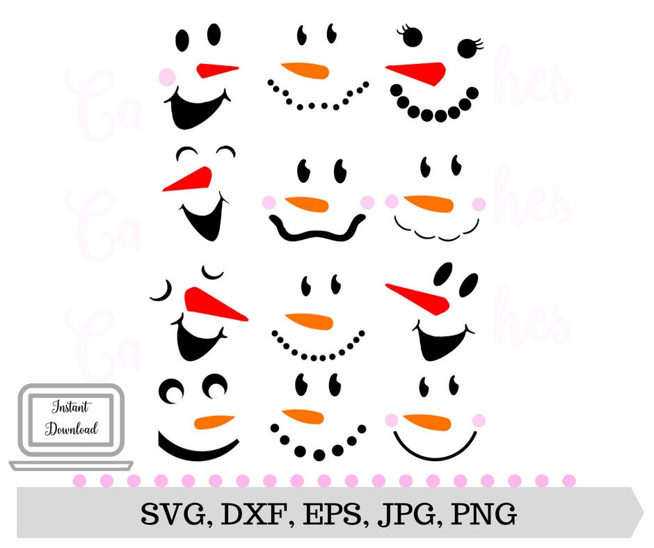 Download Snowmen SVG Snowman Faces SVG Silhouette Cut Digital Cut | Etsy