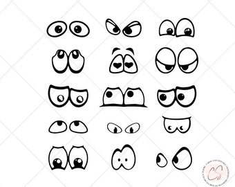 Googly Eyes SVG & Clipart Bundle, Fun for Making Printable Stickers, Vinyl Decals, Iron-On T-Shirts and Hats for Kids, Svg Png Jpg Dxf Eps