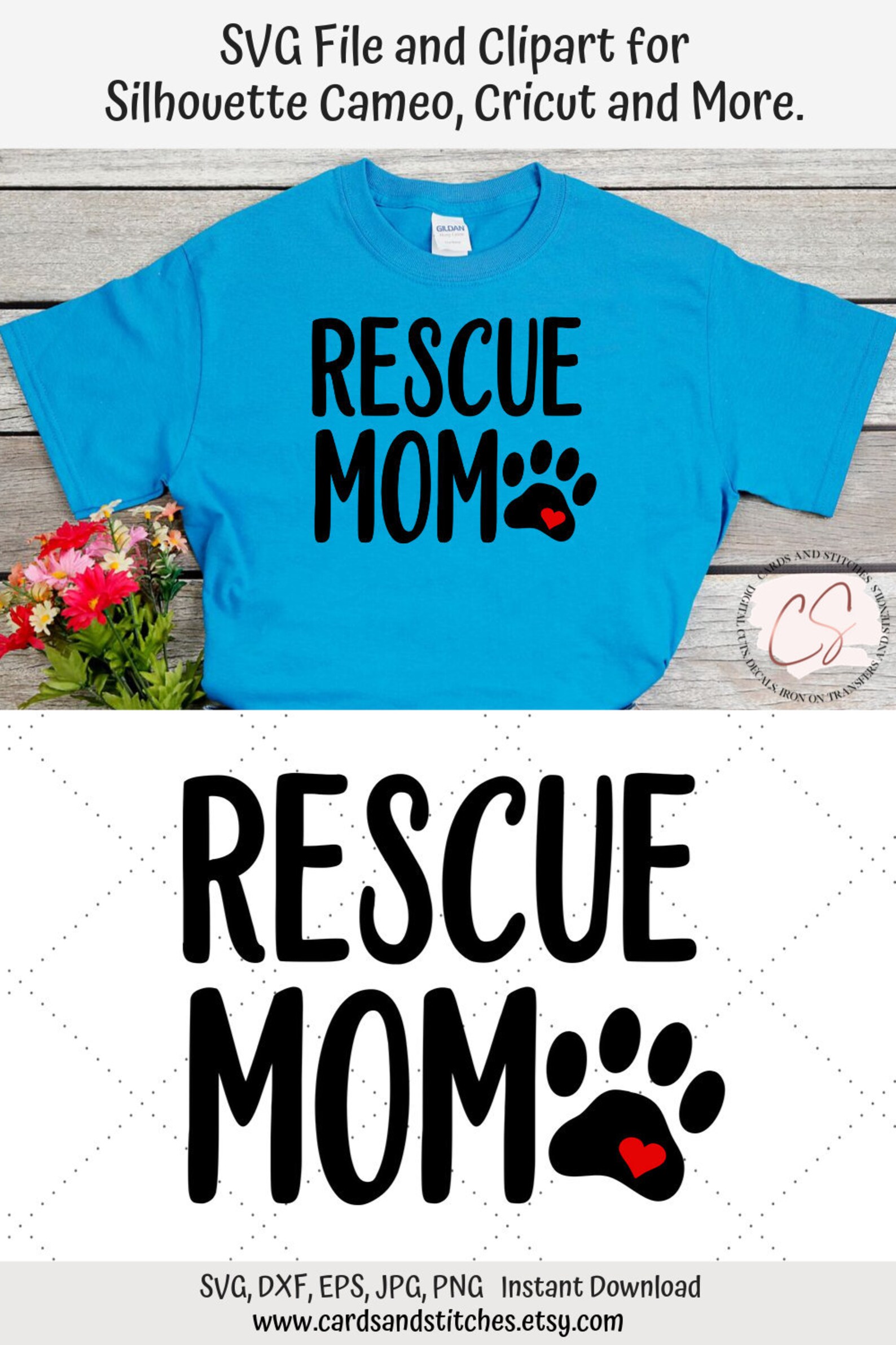 Download Rescue Mom SVG Rescue Mom Clipart Dog Paw SVG Dog Lover | Etsy